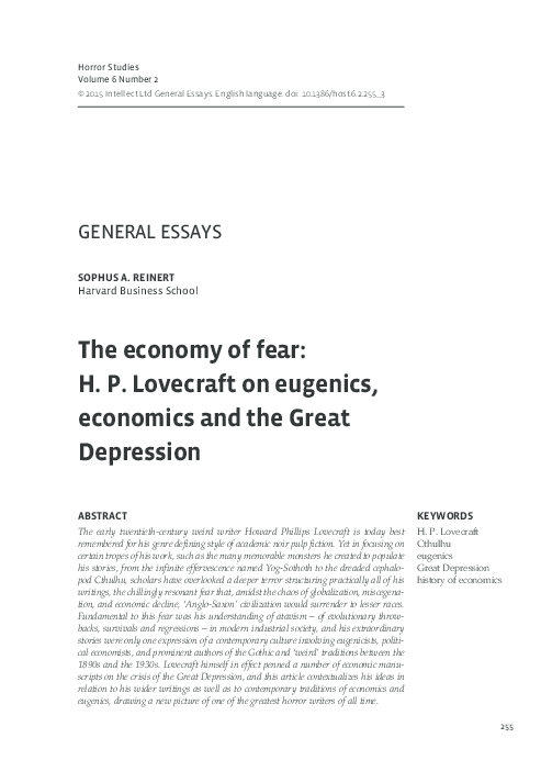 Essay Of Science Pdf Essays In Science also My Country Sri Lanka Essay English The Economy Of Fear Hp Lovecraft On Eugenics Economics And The Persuasive Essay Ideas For High School