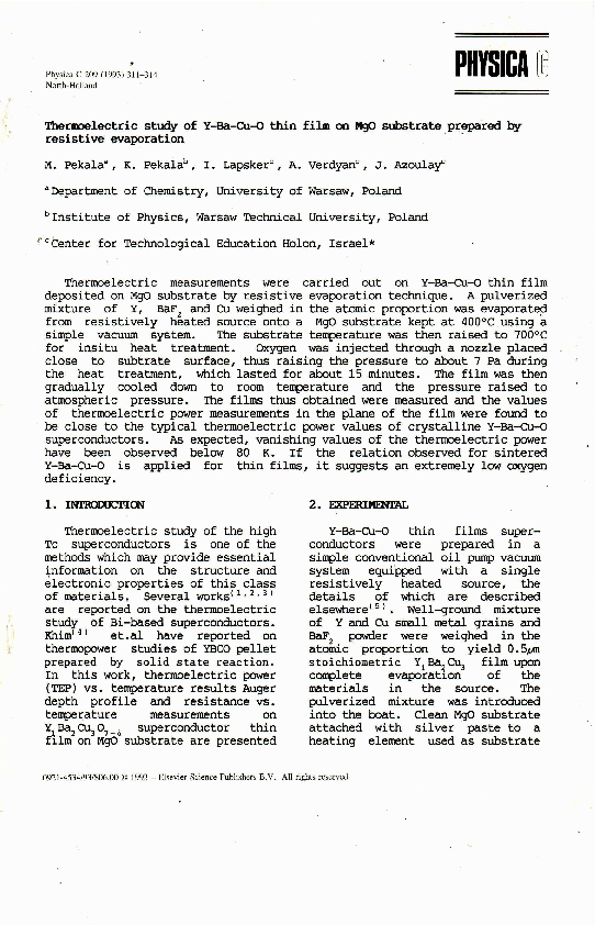 (PDF) Thermoelectric study of Y-Ba-Cu-O thin film on MgO substrate ...
