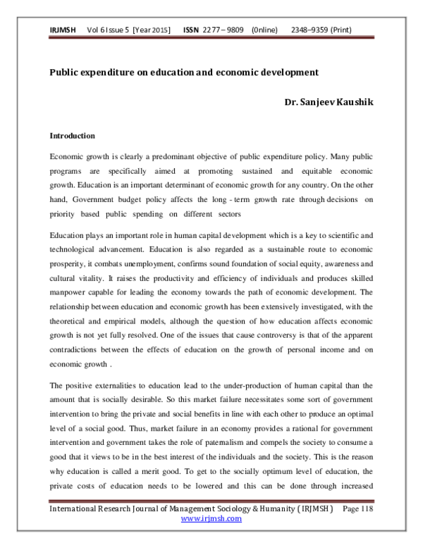 (PDF) Public expenditure on education and economic development