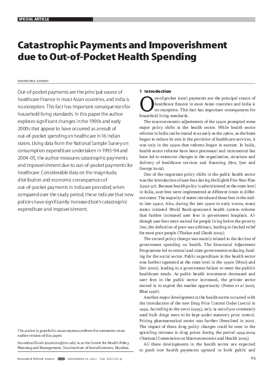 Catastrophic Payments and Impoverishment due to Out-of-Pocket Health ...