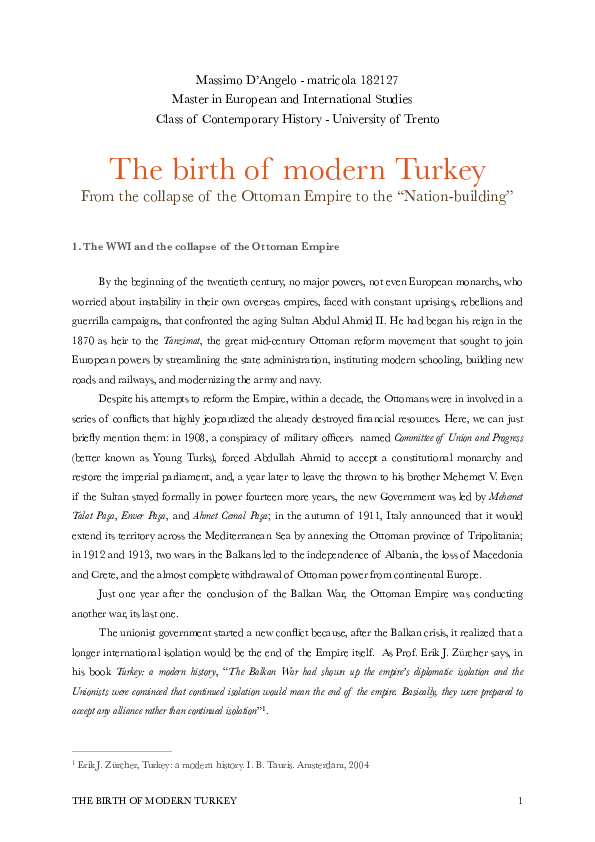 The Birth of Modern Turkey