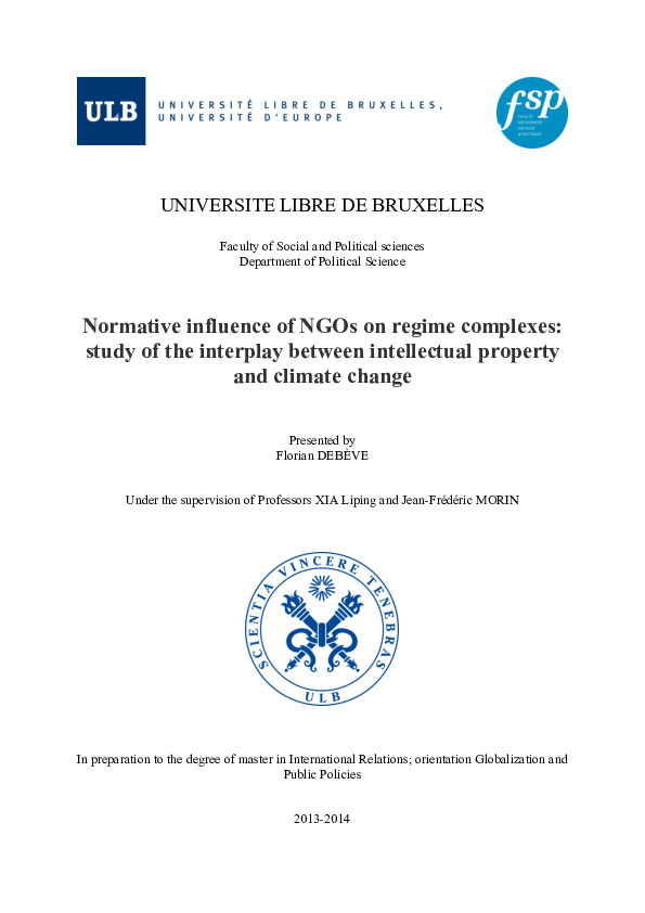 (PDF) Normative influence of NGOs on regime complexes: study of the ...