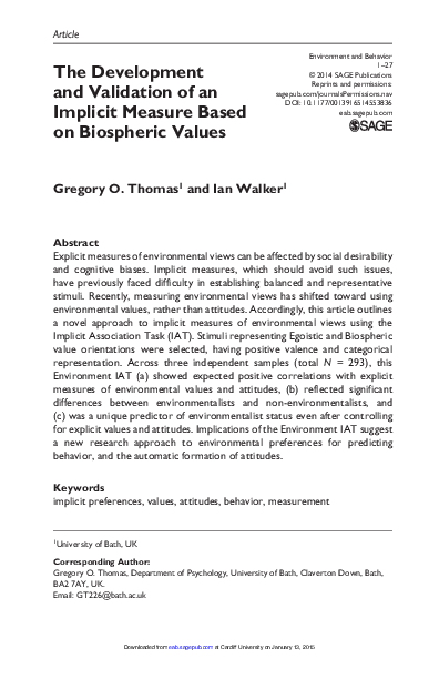 (PDF) The development and validation of an implicit measure based on ...