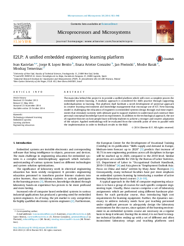 (PDF) E2LP: A unified embedded engineering learning platform