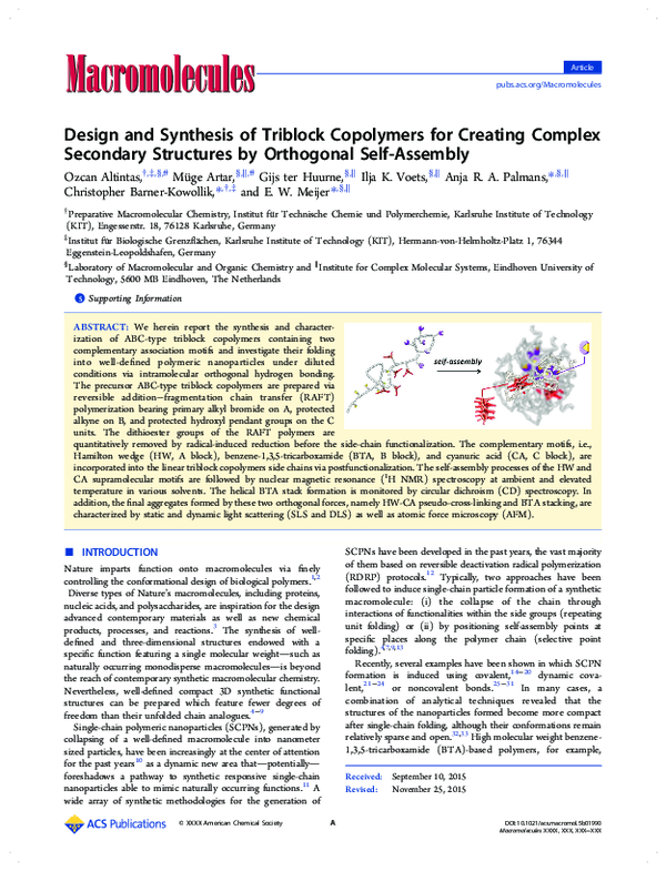 (PDF) Design and Synthesis of Triblock Copolymers for Creating Complex ...