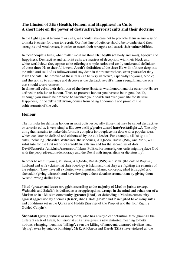 Dangers of cultism picture