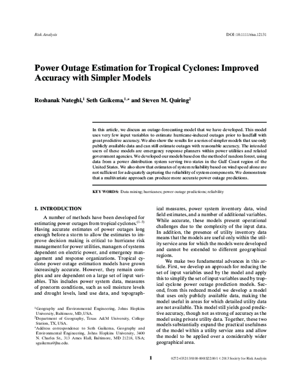 (PDF) Power Outage Estimation for Tropical Cyclones: Improved Accuracy ...