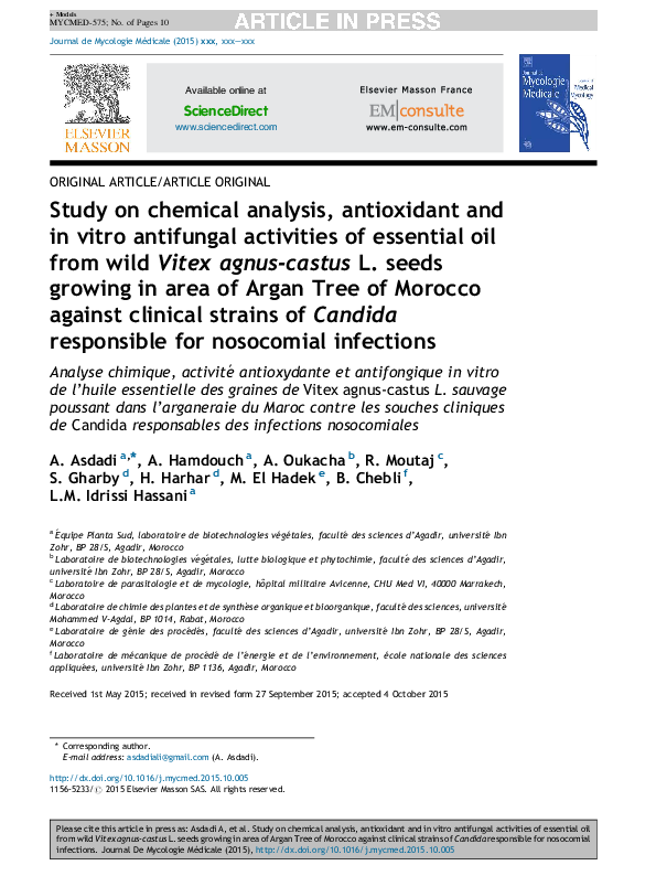 (PDF) Study on chemical analysis, antioxidant and in vitro antifungal ...