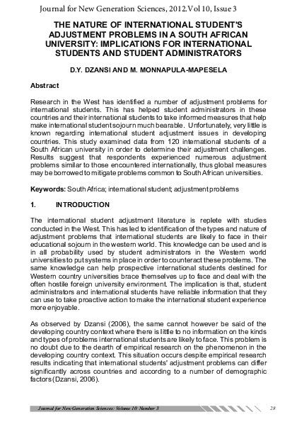 (PDF) THE NATURE OF INTERNATIONAL STUDENT'S ADJUSTMENT PROBLEMS IN A ...