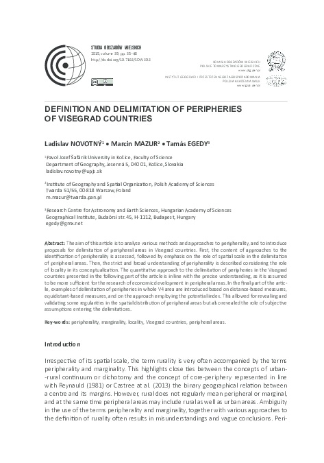 (PDF) Definition and delimitation of peripheries of Visegrad countries