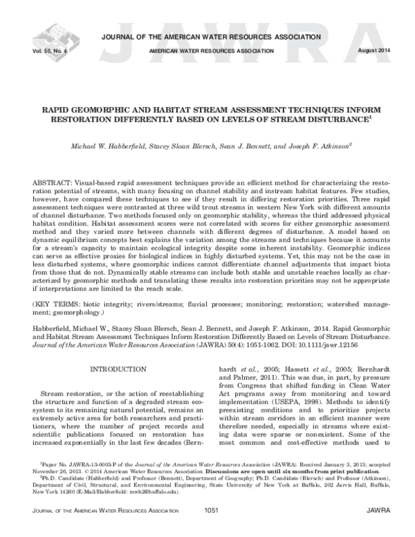 (PDF) Rapid geomorphic and habitat stream assessment techniques inform ...