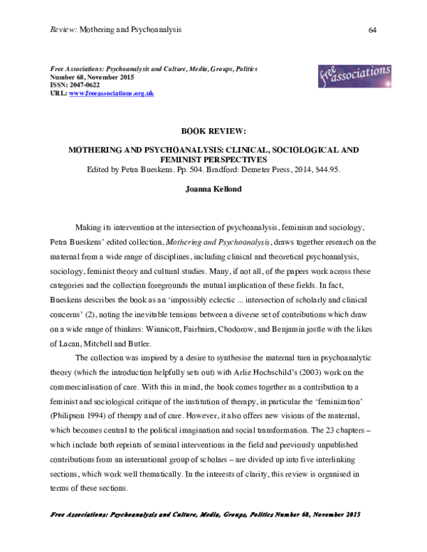 Book review of Mothering and Psychoanalysis