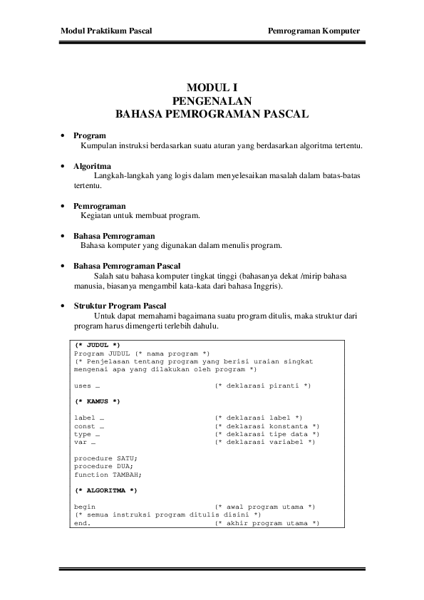 Pdf Modul Praktikum Pascal
