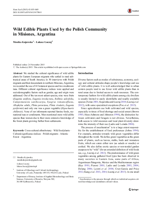 (PDF) Wild Edible Plants Used by the Polish Community in Misiones ...