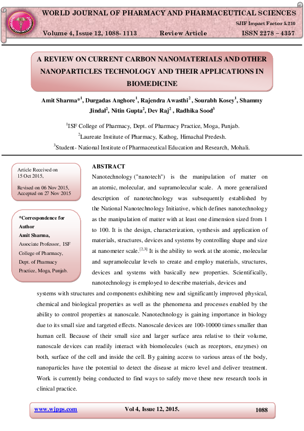 (PDF) A REVIEW ON CURRENT CARBON NANOMATERIALS AND OTHER NANOPARTICLES ...