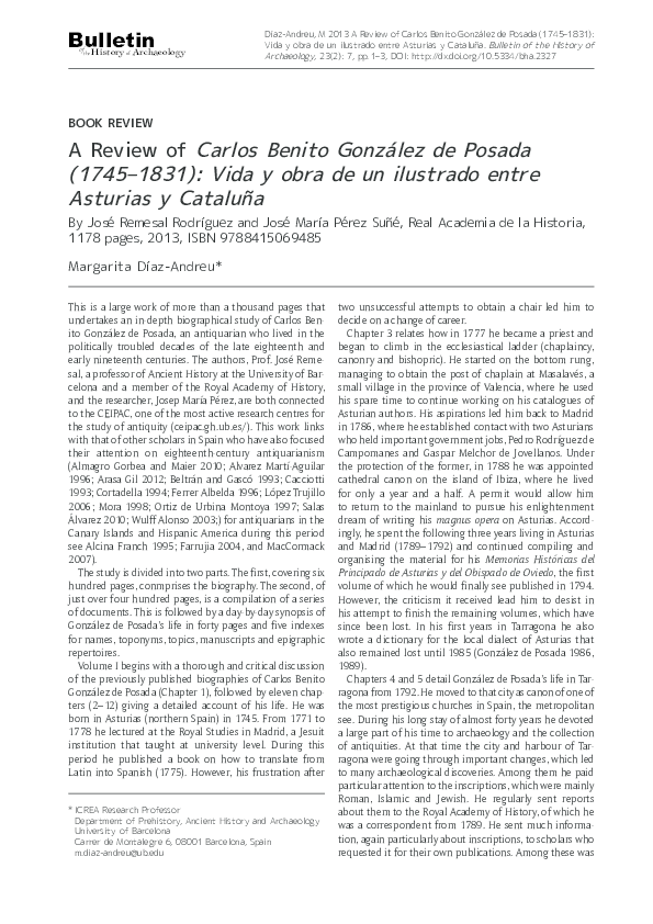 DíazAndreu, M. 2013. A Review of 'Carlos Benito González de