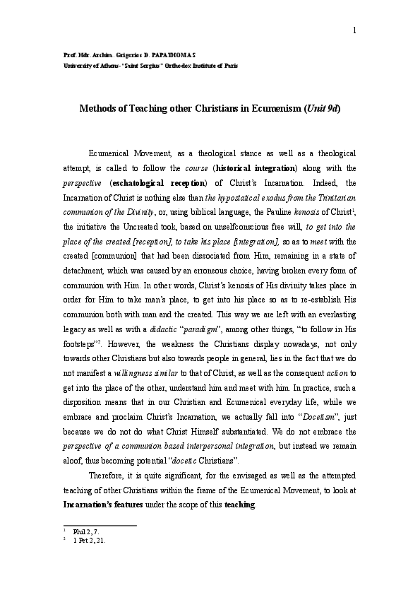 (DOC) 78. Methods of Teaching about and with other Christian ...