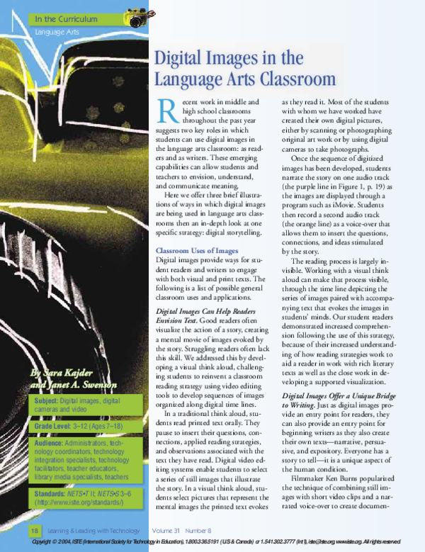 (PDF) Digital images in the language arts classroom