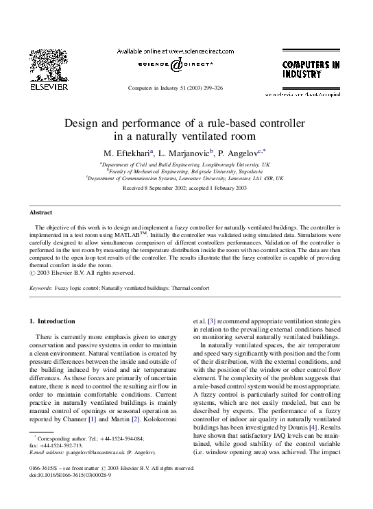 (PDF) Design and performance of a rule-based controller in a naturally ...