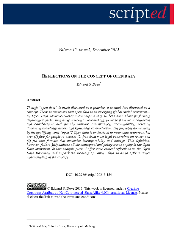 (PDF) Reflections on the Concept of Open Data