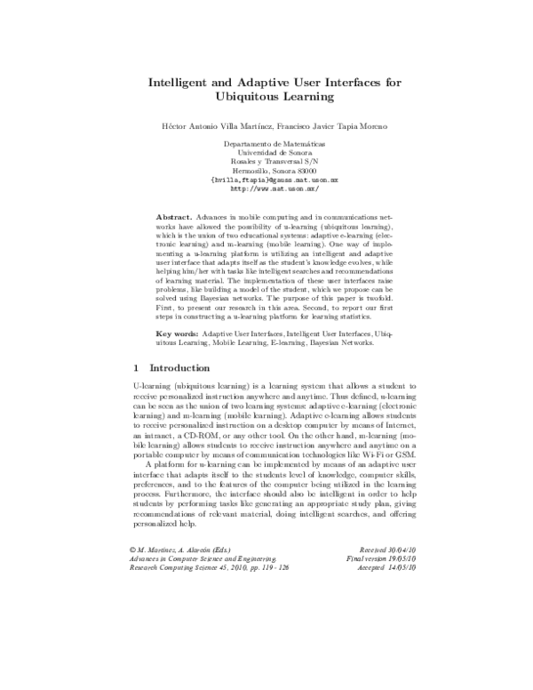 (PDF) Intelligent and Adaptive User Interfaces for Ubiquitous Learning
