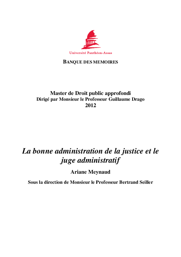 (PDF) La bonne administration de la justice et le juge administratif