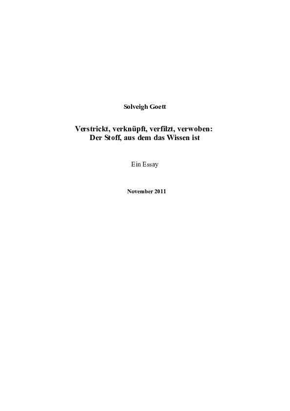 Der Stoff Aus Dem Das Denken Ist Analyse (DOC) Verstrickt, verknüpft, verfilzt, verwoben: Der Stoff, aus dem das