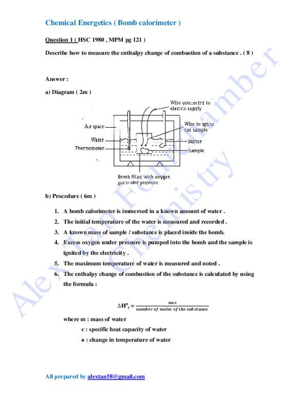 (PDF) Chemical energetics Bomb calorimeter alice yan Academia.edu