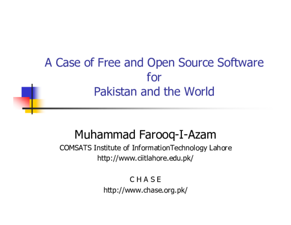 (PDF) A Case of Free and Open Source Software for Pakistan and the World