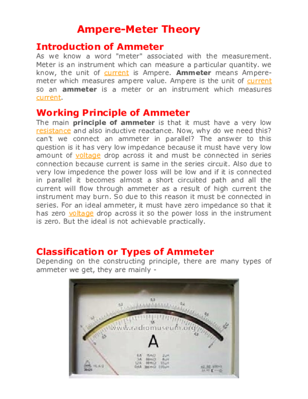(DOC) Ampere Meter Theory Ishfaq Ahmed Mayo Academia.edu