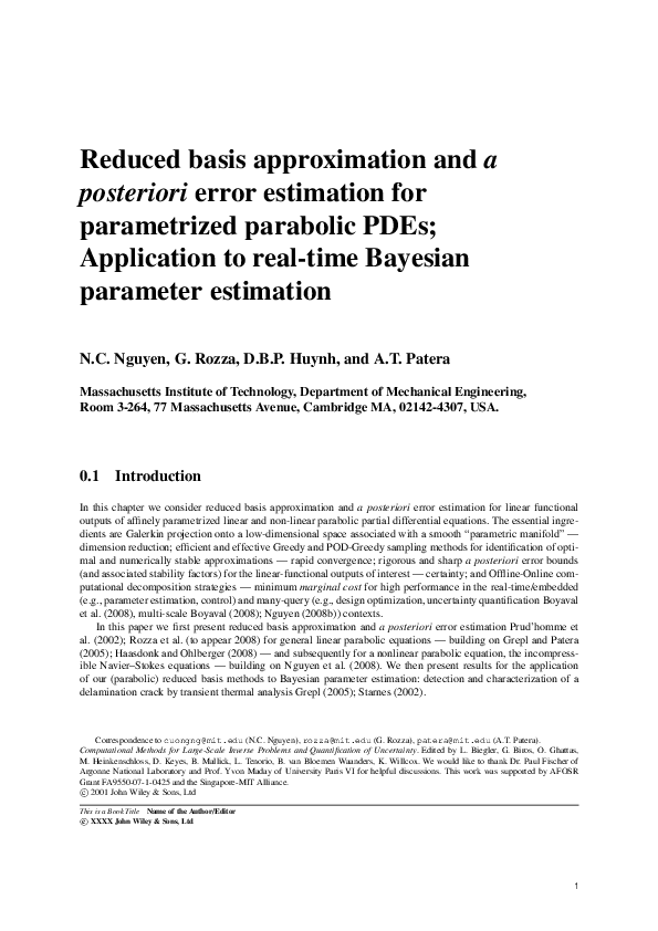 (PDF) Reduced basis approximation and a posteriori error estimation for ...