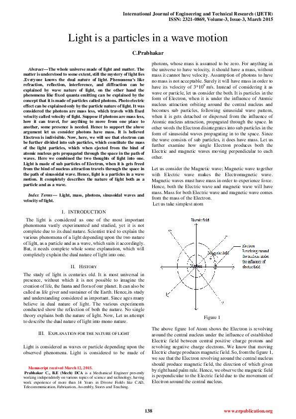 (PDF) Light is a particles in a wave motion