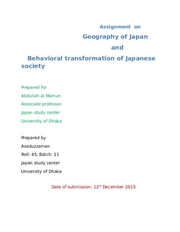 (DOC) Assignment on geography of japan aasad sikder Academia.edu