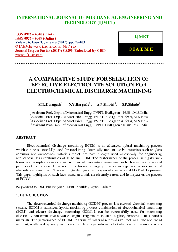 (PDF) A COMPARATIVE STUDY FOR SELECTION OF EFFECTIVE ELECTROLYTE ...