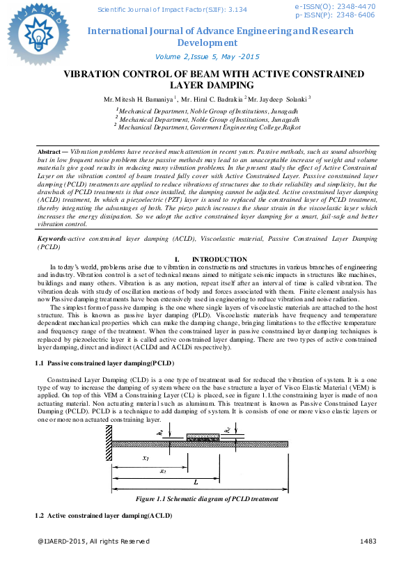 (PDF) VIBRATION CONTROL OF BEAM WITH ACTIVE CONSTRAINED LAYER DAMPING
