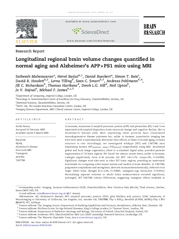 (PDF) Longitudinal regional brain volume changes quantified in normal ...