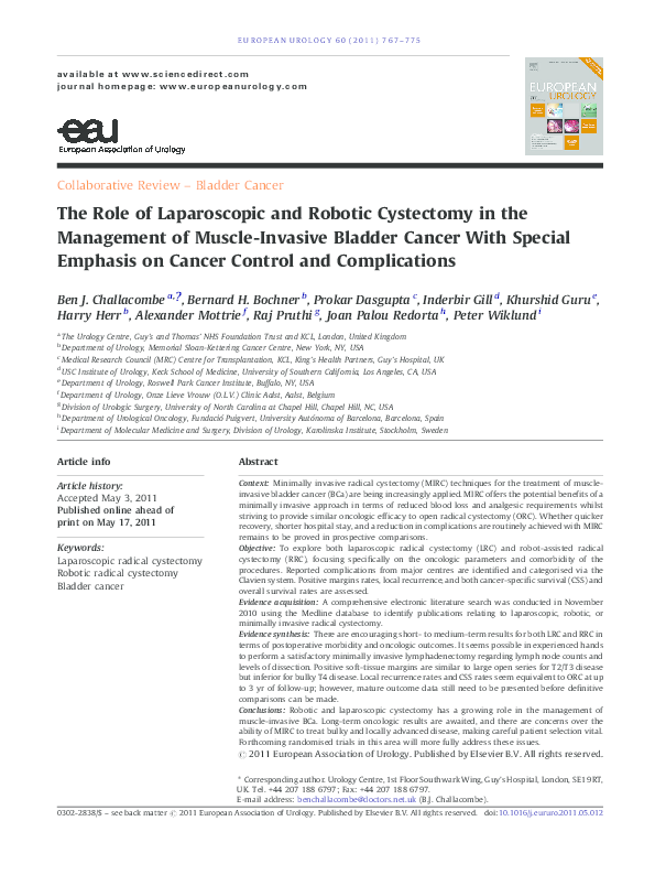 (PDF) The Role of Laparoscopic and Robotic Cystectomy in the Management ...