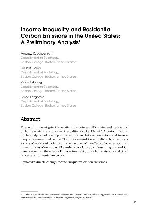 (PDF) Income Inequality and Residential Carbon Emissions in the United ...
