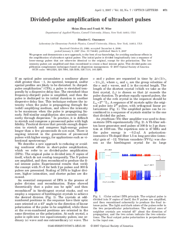 (PDF) Divided-pulse amplification of ultrashort pulses