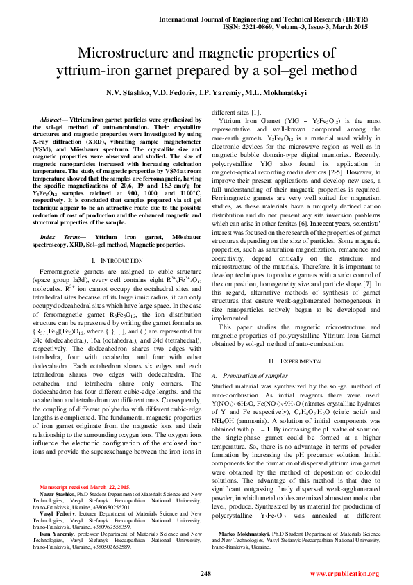 (PDF) Microstructure and properties of yttriumiron