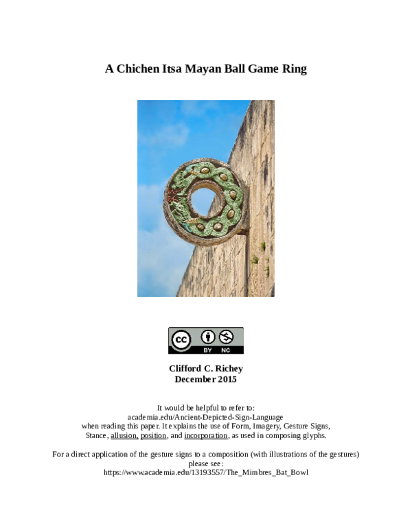 The Mayan Ball Court Ring Clifford C Richey Academia.edu