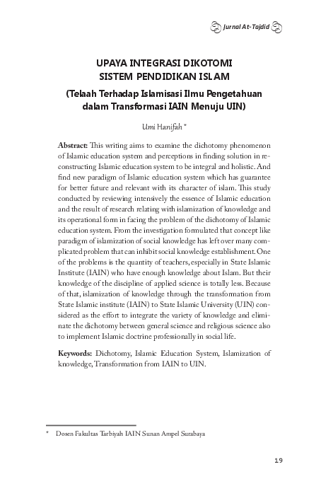 Sistem Pendidikan Ternate: Menuju Neraca Ilmu Tematik dan Terapan