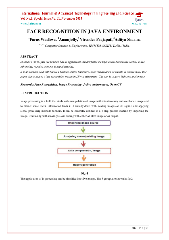 (PDF) FACE RECOGNITION IN JAVA ENVIRONMENT