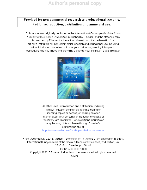  PDF Values Psychological Perspectives Daphna Oyserman Academia edu