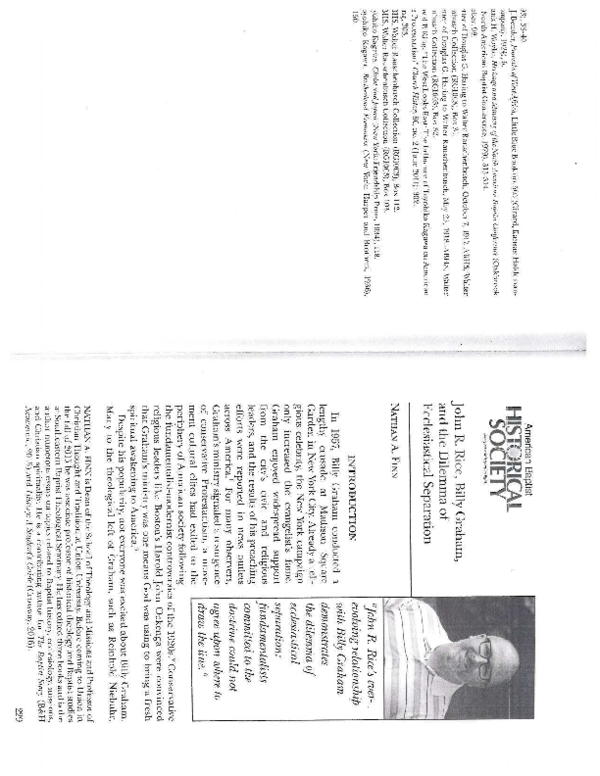 (PDF) John R. Rice, Billy Graham, and the Dilemma of Ecclesiastical ...