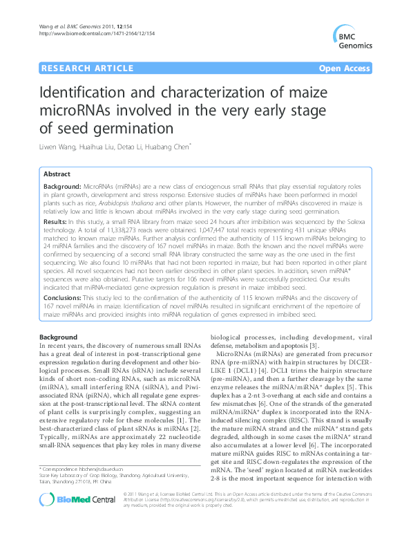 (PDF) Identification and characterization of maize microRNAs involved ...