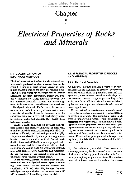 (PDF) Applied GPH Electrical Properties Of Rocks And Minerals Nindha
