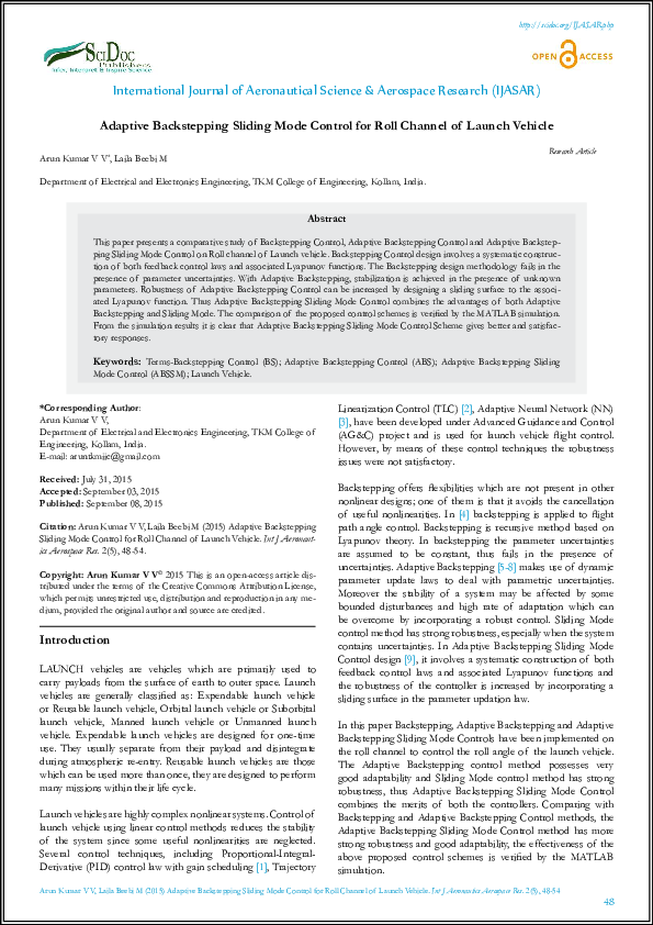(PDF) Adaptive Backstepping Sliding Mode Control for Roll Channel of ...