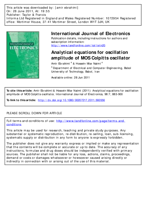(PDF) Analytical equations for oscillation amplitude of MOS Colpitts ...