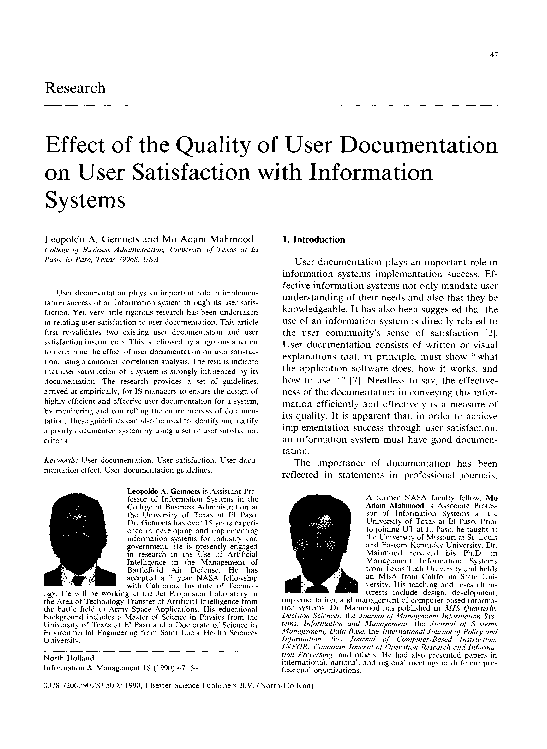 (PDF) Effect of the quality of user documentation on user satisfaction ...